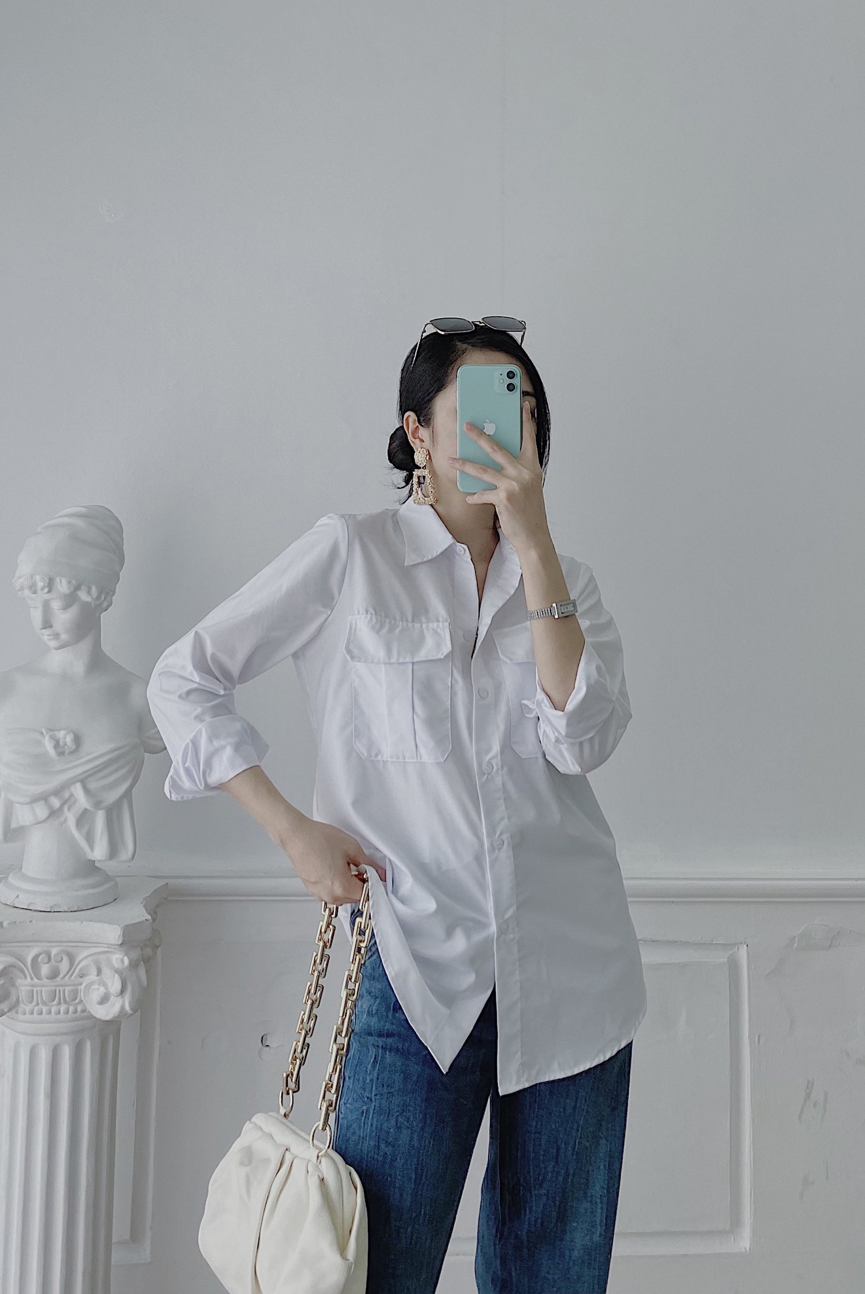 ÁO SƠ MI TRẮNG 2 TÚI