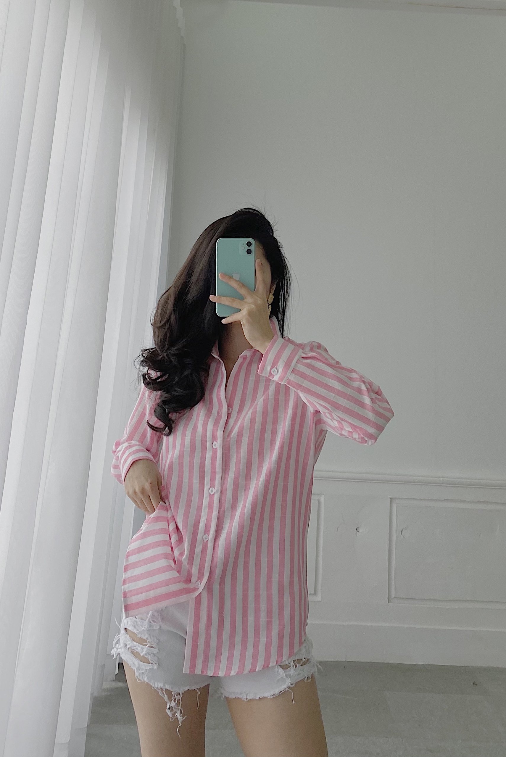 SƠ MI KẺ SUÔNG TO (HỒNG)