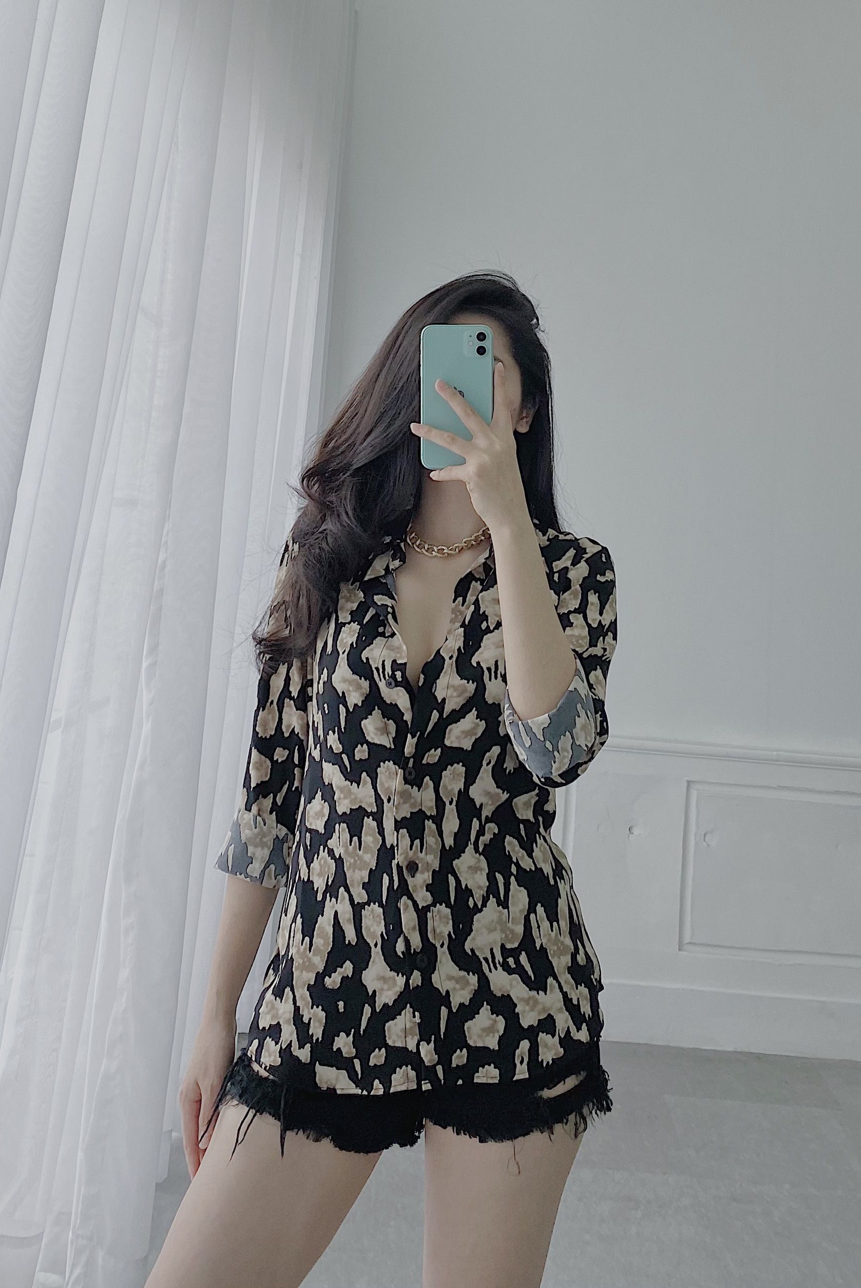 SƠ MI LỤA ĐỐM (KEM)