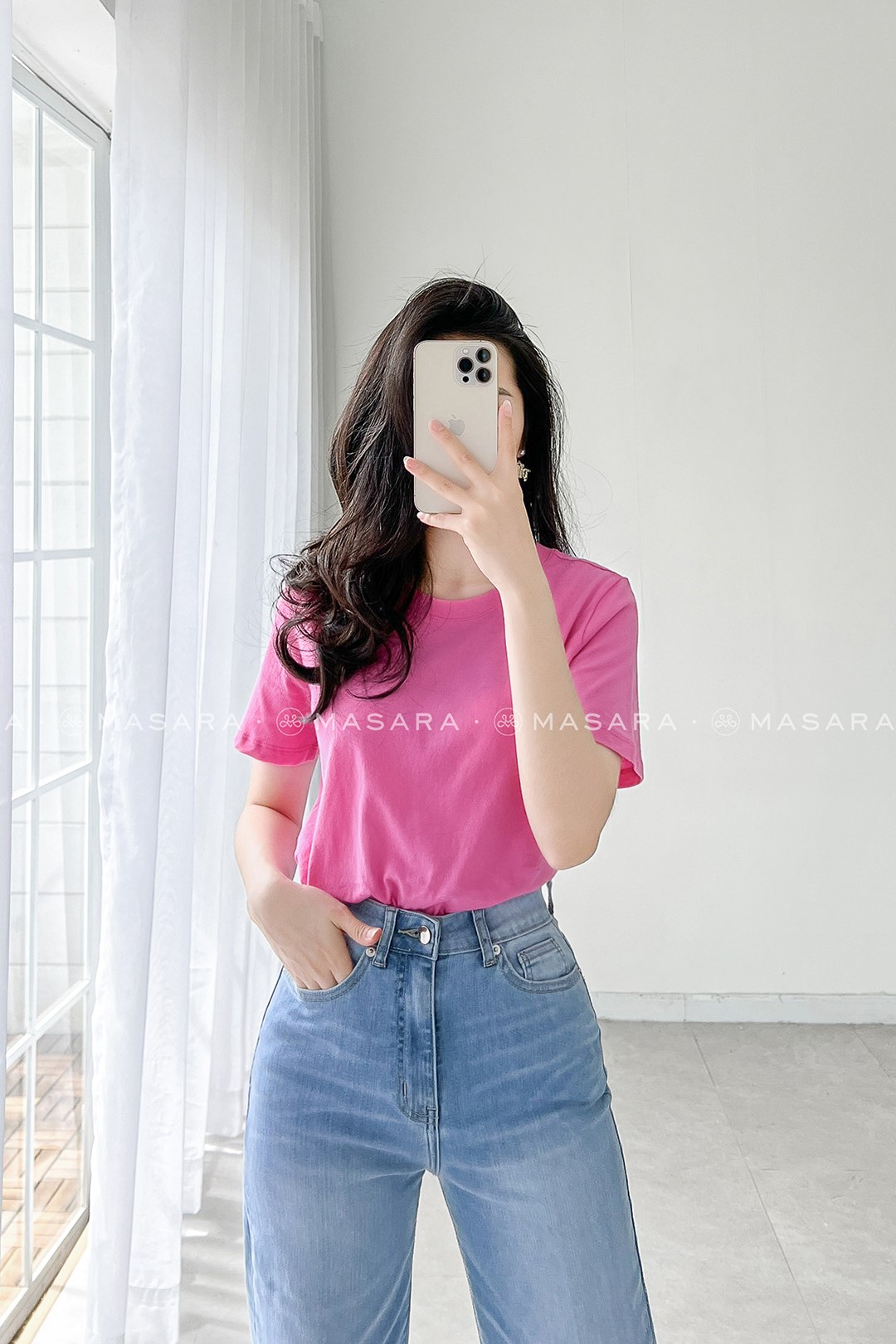 ÁO THUN COTTON 2 CHIỀU HỒNG NHẠT