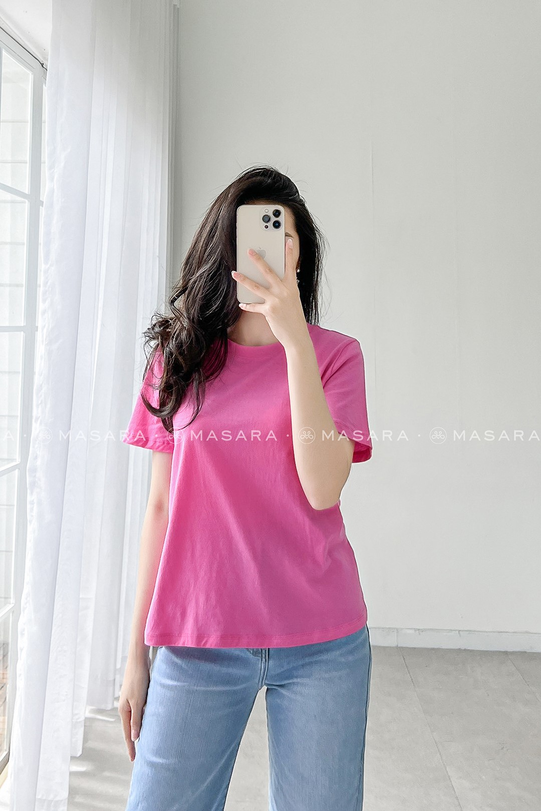 ÁO THUN COTTON 2 CHIỀU HỒNG NHẠT