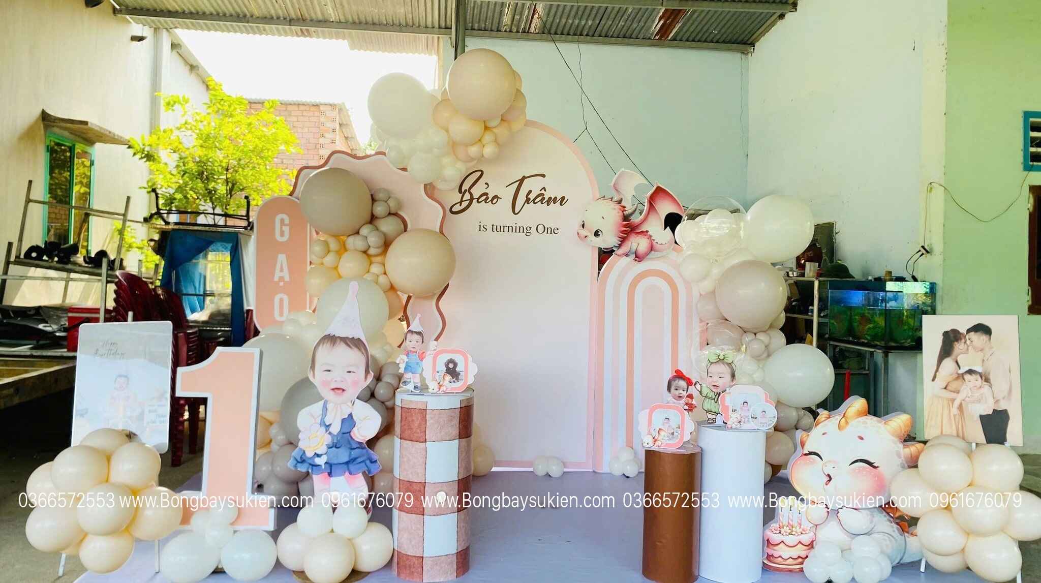 Backdrop sinh nhật bé gái tuổi Thìn đẹp