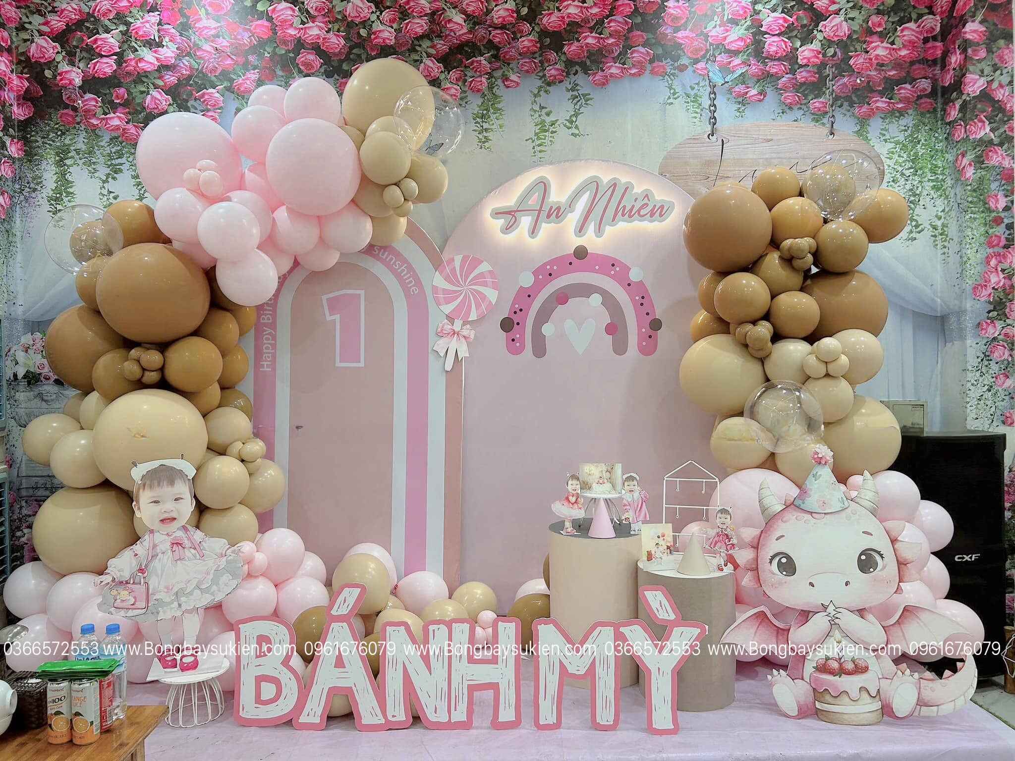 Set Trang Trí Sinh Nhật Bé Gái 1 Tuổi Giá Rẻ