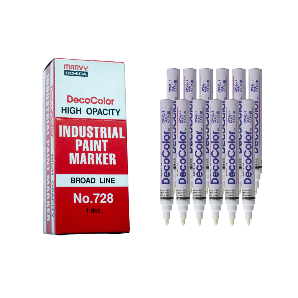 Bút sơn dầu đánh dấu công nghiệp Marvy DecoColor Industrial Paint Marker Broad 2.0mm - Trắng (White) #728