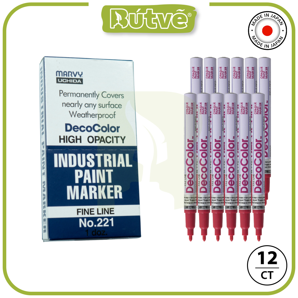 Bút sơn dầu đánh dấu công nghiệp Marvy DecoColor Industrial Paint Marker Fine 1.4mm - Đỏ (Red) #221