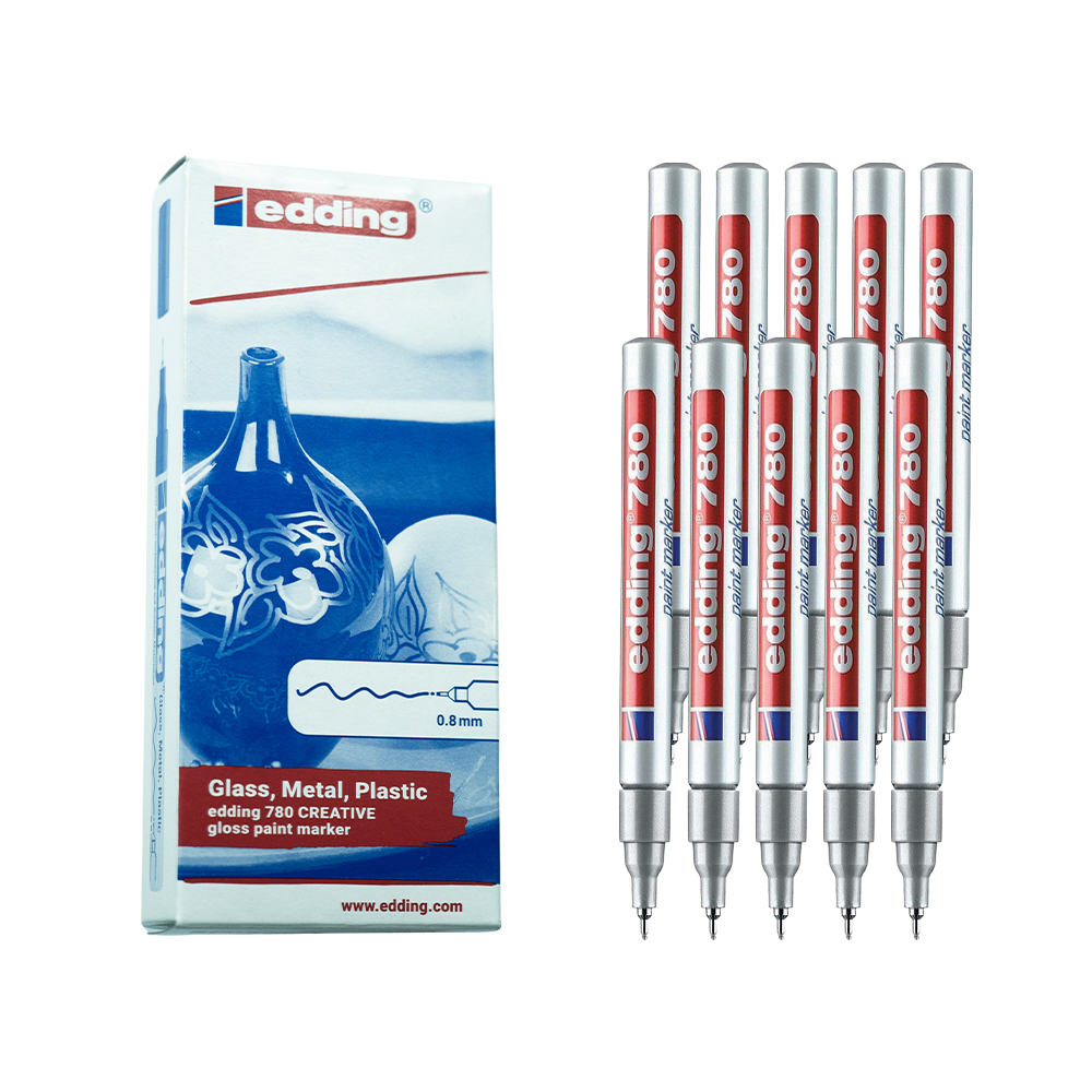 Bút sơn dầu viết thiệp không lem Edding 780 Paint Marker 0.8 mm - Bạc ánh kim (Silver)