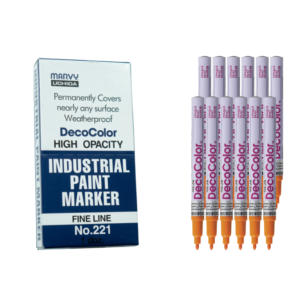 Bút sơn dầu đánh dấu công nghiệp Marvy DecoColor Industrial Paint Marker Fine 1.4mm - Cam (Orange) #221