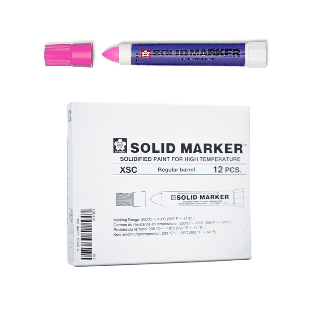 Bút sáp dầu chịu nhiệt độ cao Sakura Solid Marker High Temperature 12.0mm - Hồng phản quang (Fluorescent Pink) XSC#320