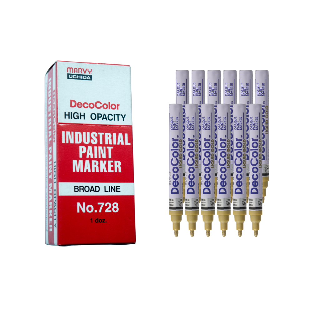 Bút sơn dầu đánh dấu công nghiệp Marvy DecoColor Industrial Paint Marker Broad 2.0mm - Vàng ánh kim (Gold) #728