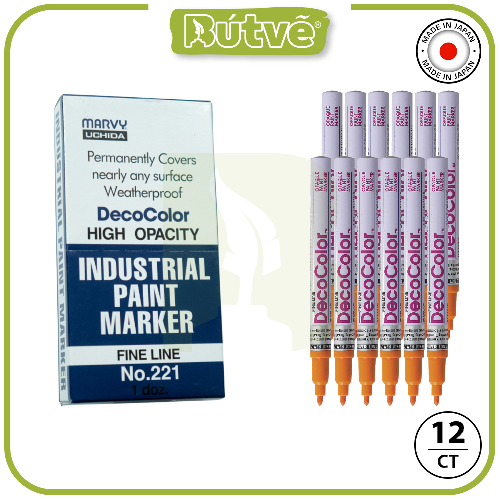 Bút sơn dầu đánh dấu công nghiệp Marvy DecoColor Industrial Paint Marker Fine 1.4mm - Cam (Orange) #221
