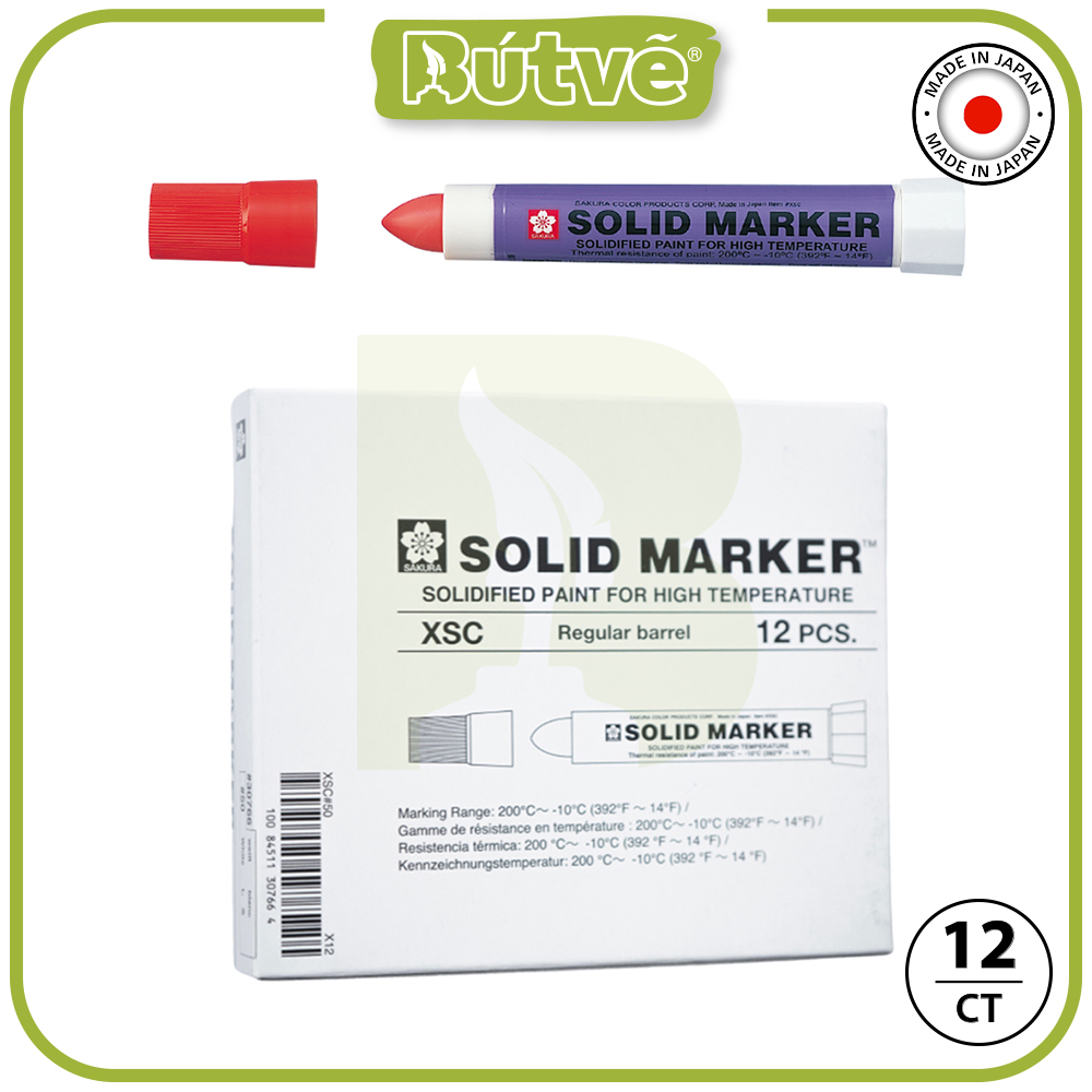 Bút sáp dầu chịu nhiệt độ cao Sakura Solid Marker High Temperature 12.0mm - Đỏ (Red) XSC#19