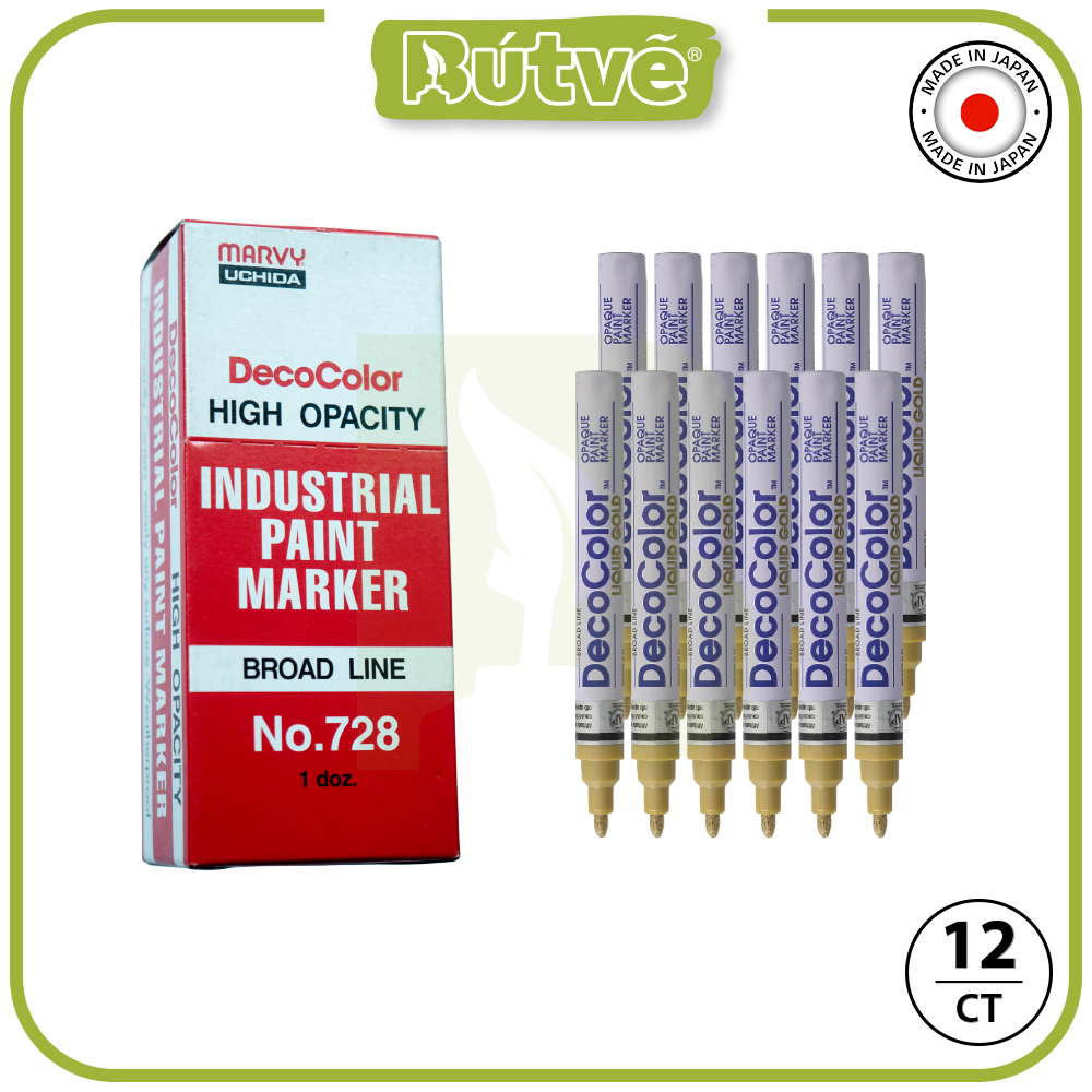 Bút sơn dầu đánh dấu công nghiệp Marvy DecoColor Industrial Paint Marker Broad 2.0mm - Vàng ánh kim (Gold) #728