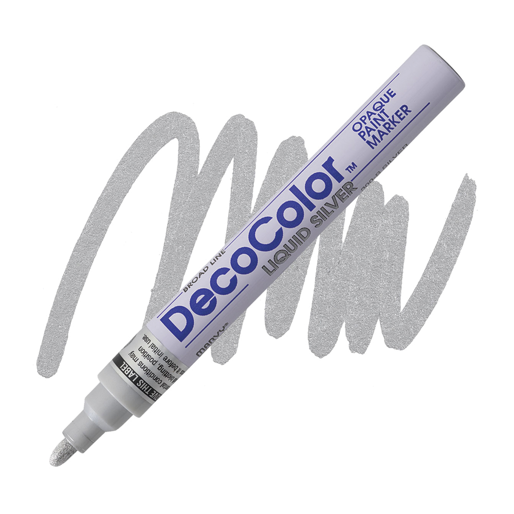 Bút sơn dầu đánh dấu công nghiệp Marvy DecoColor Industrial Paint Marker Broad 2.0mm - Bạc ánh kim (Silver) #728