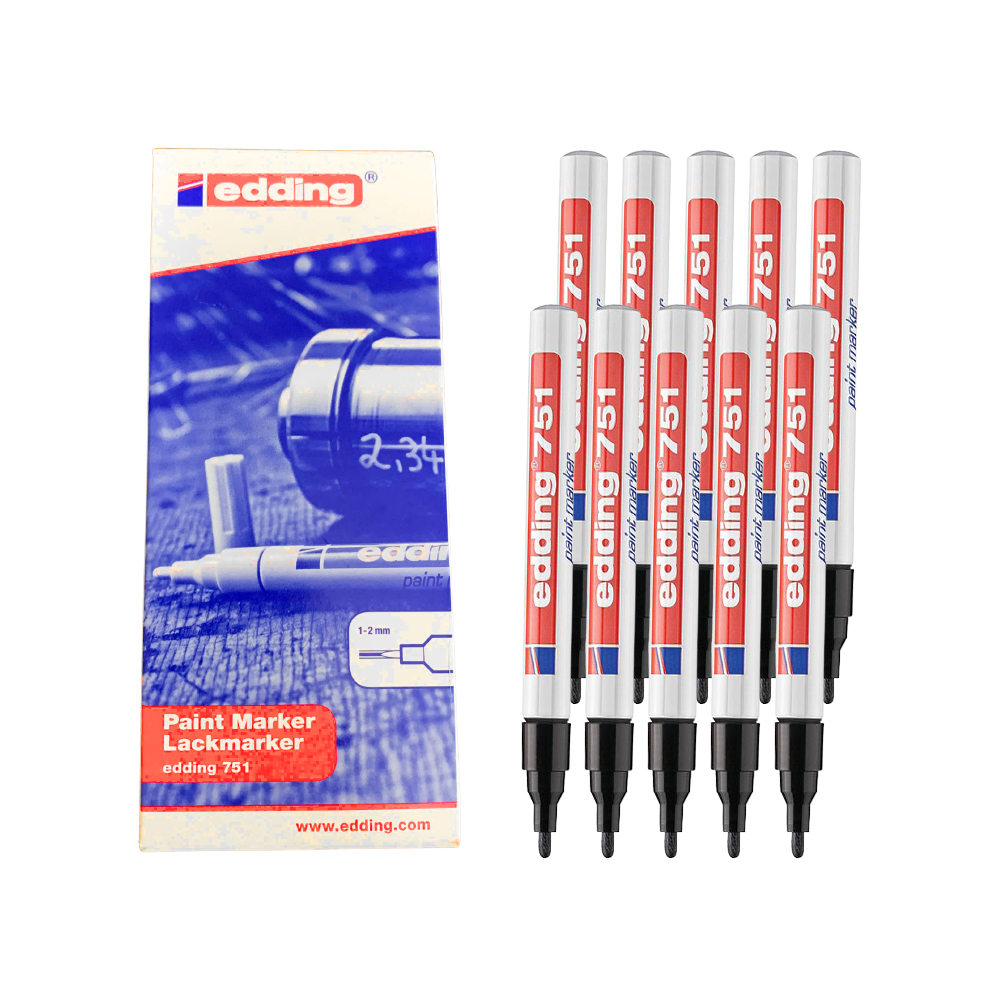 Bút sơn dầu vẽ đa chất liệu Edding 751 Paint Marker 1-2 mm - Đen (Black)