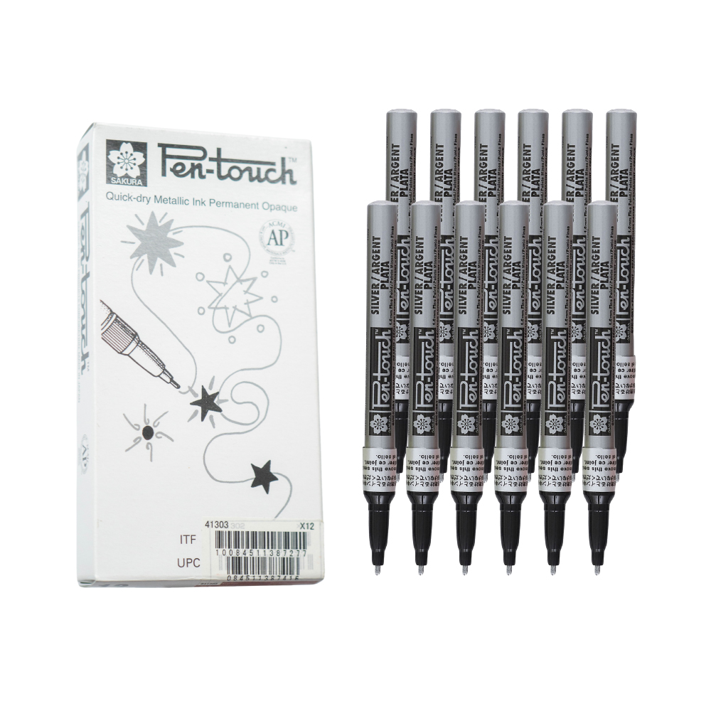 Bút sơn dầu Sakra Pentouch Fine Point 1.0mm đánh dấu đa năng - Bạc ánh kim (Silver) 41302