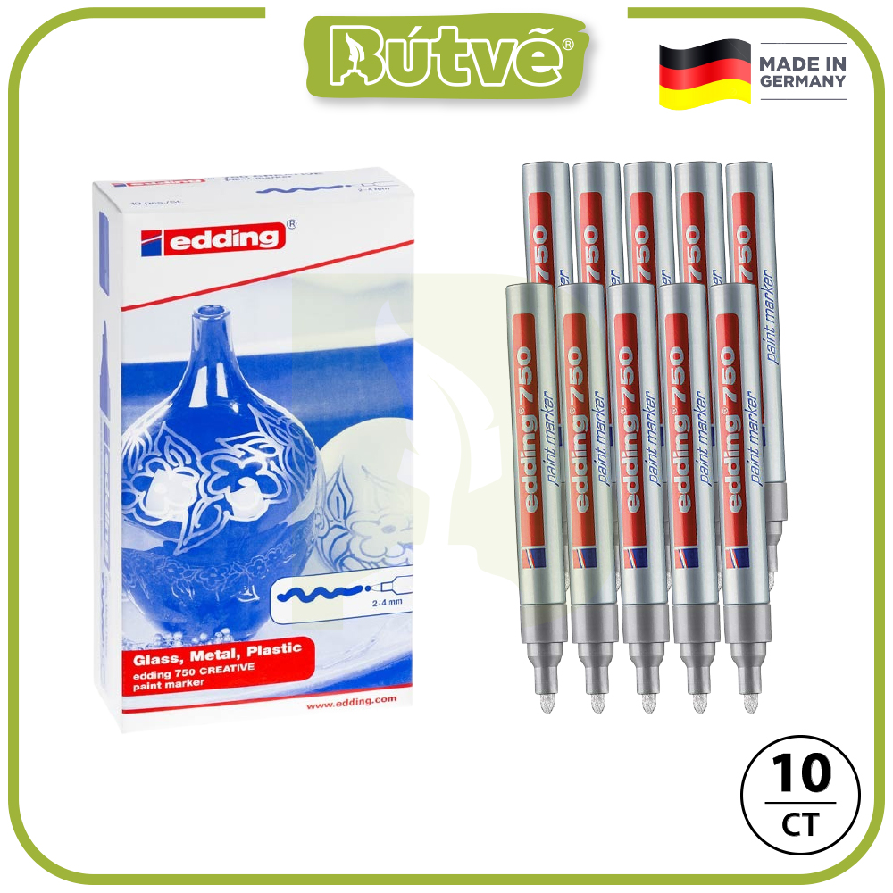 Bút sơn dầu vẽ đa chất liệu Edding 750 Paint Marker 2-4 mm - Bạc ánh kim (Silver)