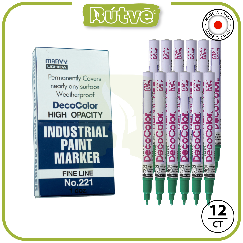 Bút sơn dầu đánh dấu công nghiệp Marvy DecoColor Industrial Paint Marker Fine 1.4mm - Xanh lá cây (Green) #221