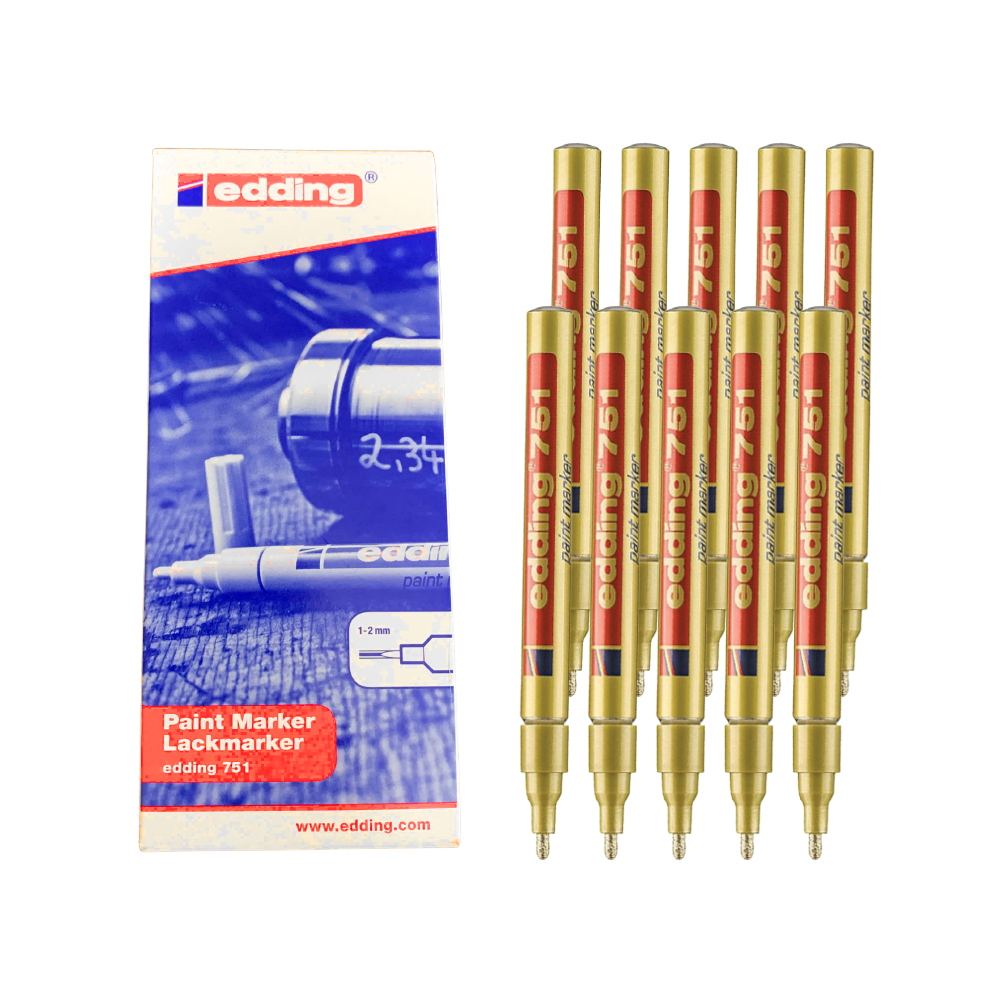 Bút sơn dầu vẽ đa chất liệu Edding 751 Paint Marker 1-2 mm - Vàng ánh kim (Gold)