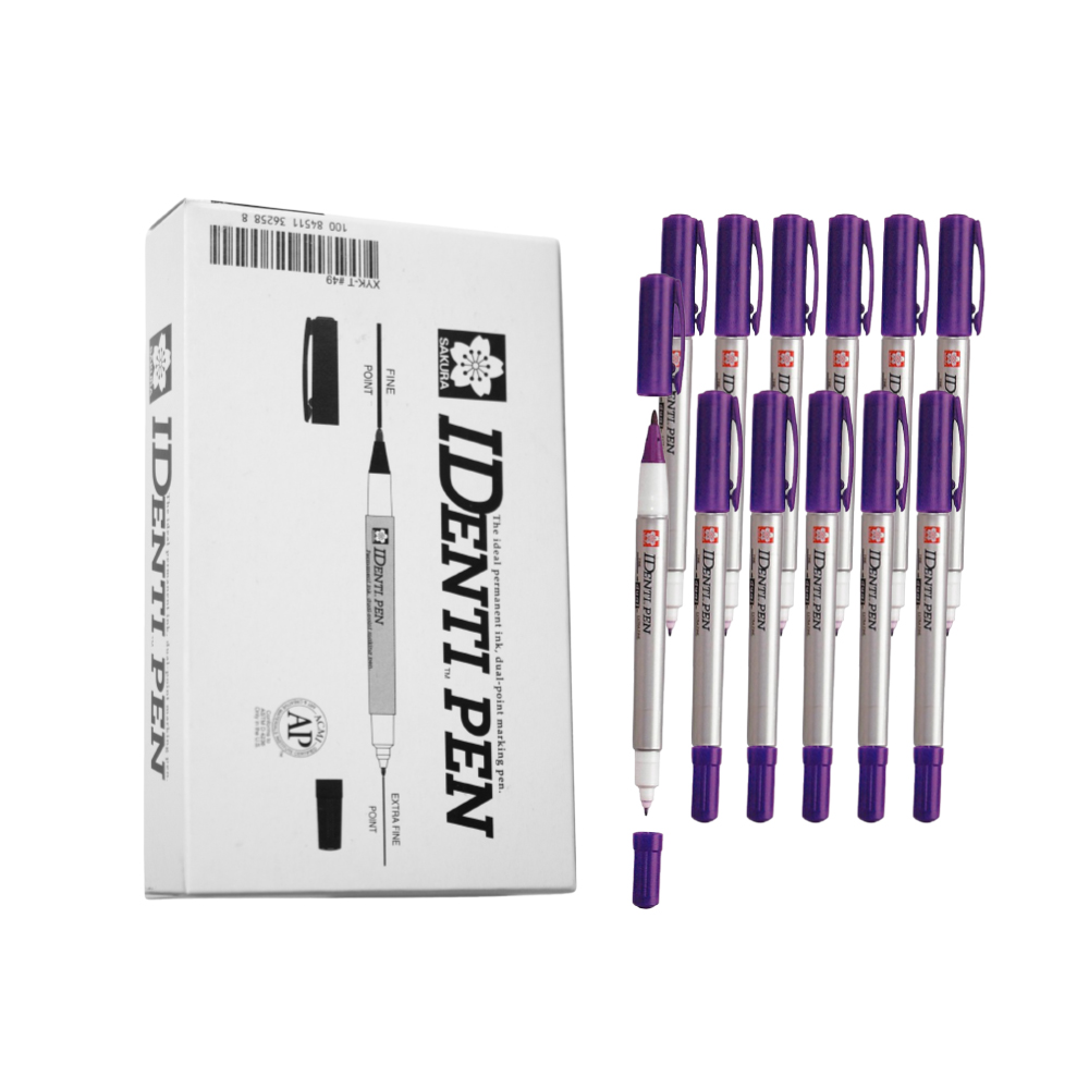 Bút lông dầu 2 ngòi Sakura Identi Pen 0.4mm / 1.0mm đánh dấu đa năng - Tím (Purple) XYK-T#24