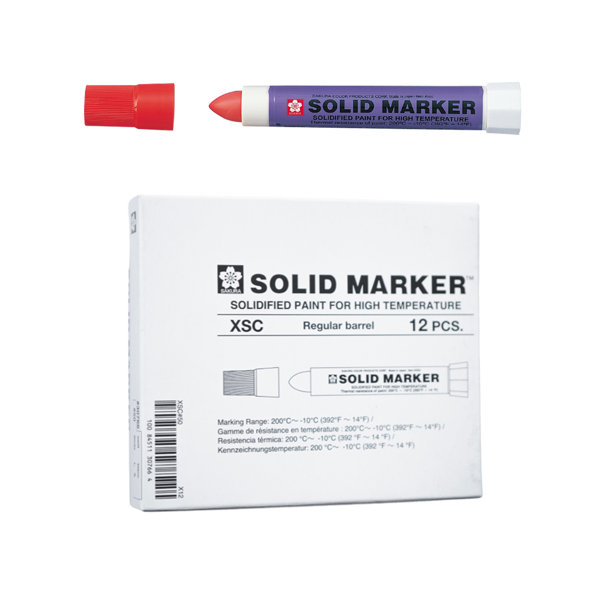 Bút sáp dầu chịu nhiệt độ cao Sakura Solid Marker High Temperature 12.0mm - Đỏ (Red) XSC#19