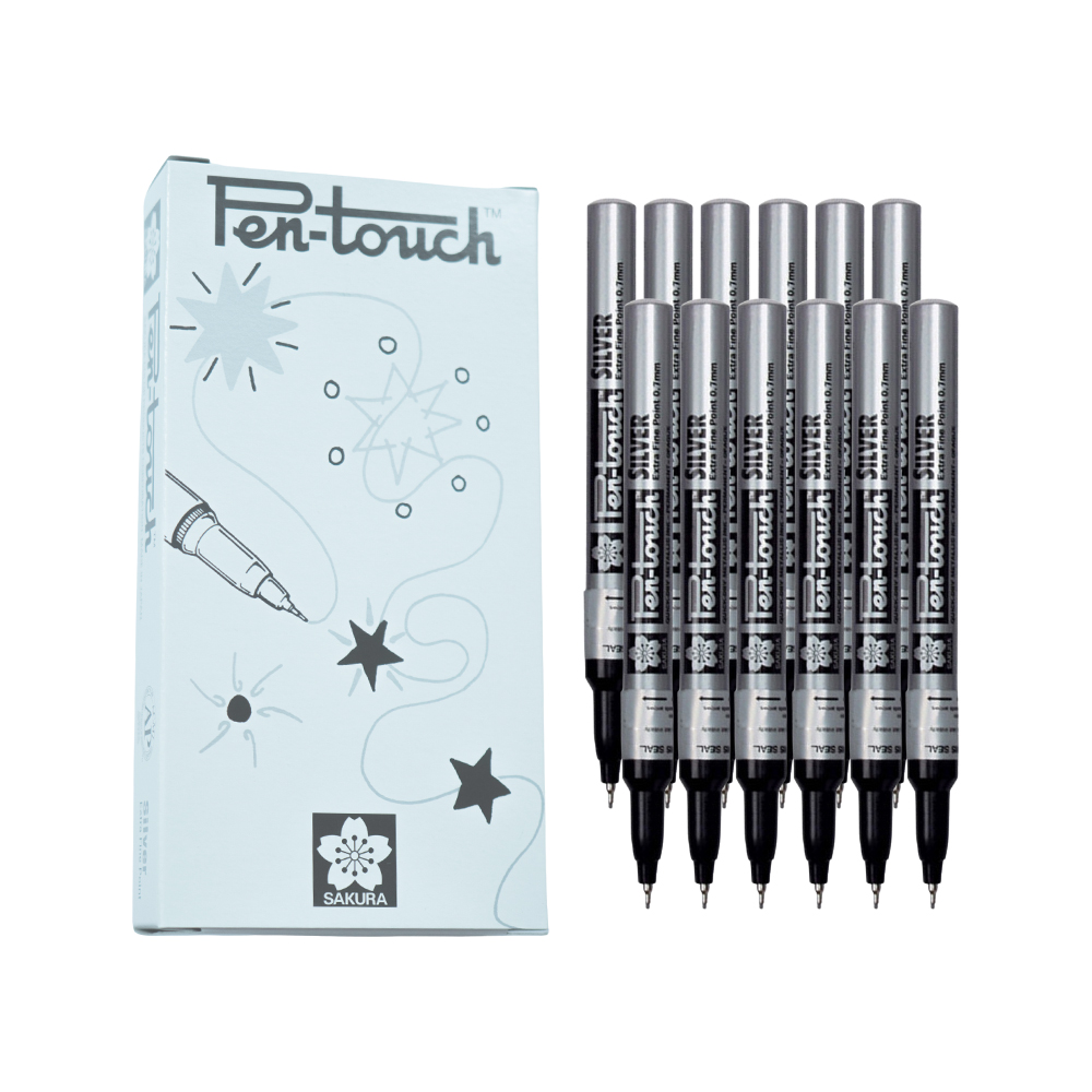 Bút sơn dầu Sakura Pentouch Extra Fine 0.7mm viết thiệp không lem - Bạc ánh kim (Silver) 41102