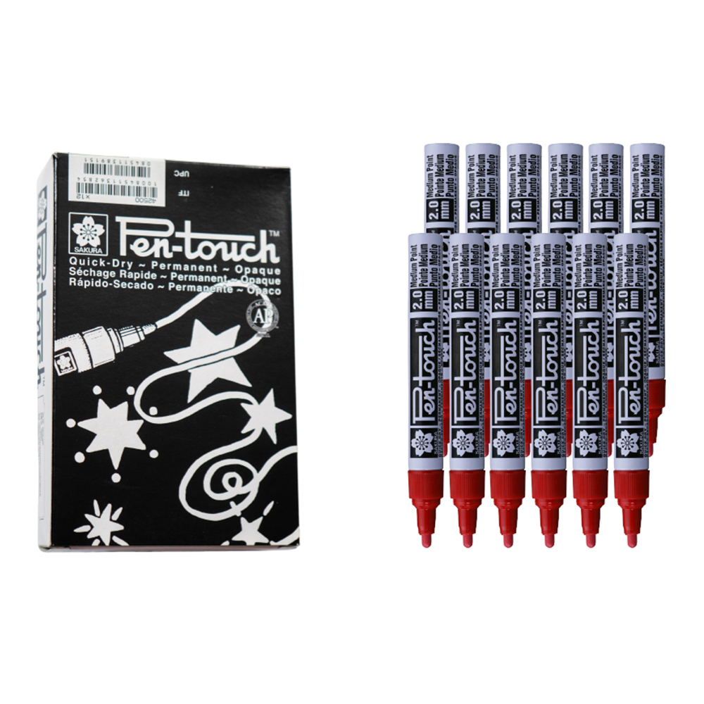 Bút sơn dầu Sakura Pentouch Medium Point 2.0mm đánh dấu đa năng - Đỏ (Red) XPFKA#19