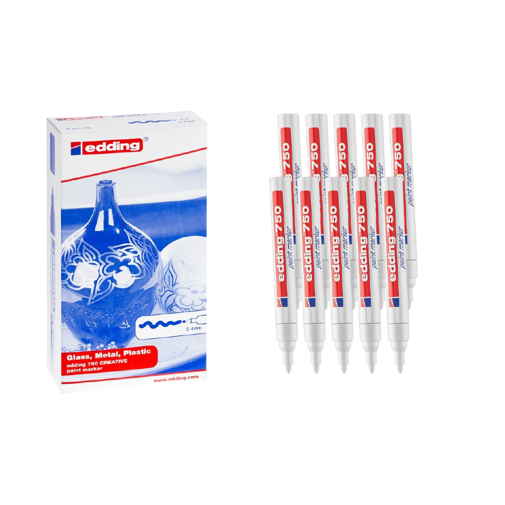 Bút sơn dầu vẽ đa chất liệu Edding 750 Paint Marker 2-4 mm - Trắng (White)