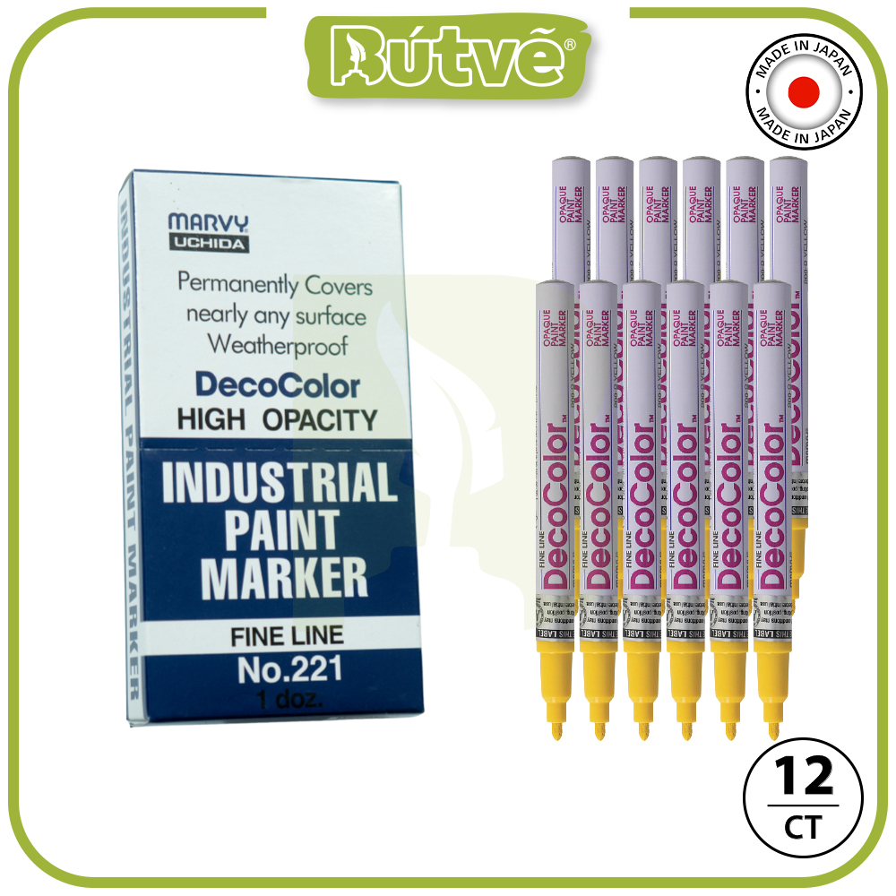 Bút sơn dầu đánh dấu công nghiệp Marvy DecoColor Industrial Paint Marker Fine 1.4mm - Vàng (Yellow) #221