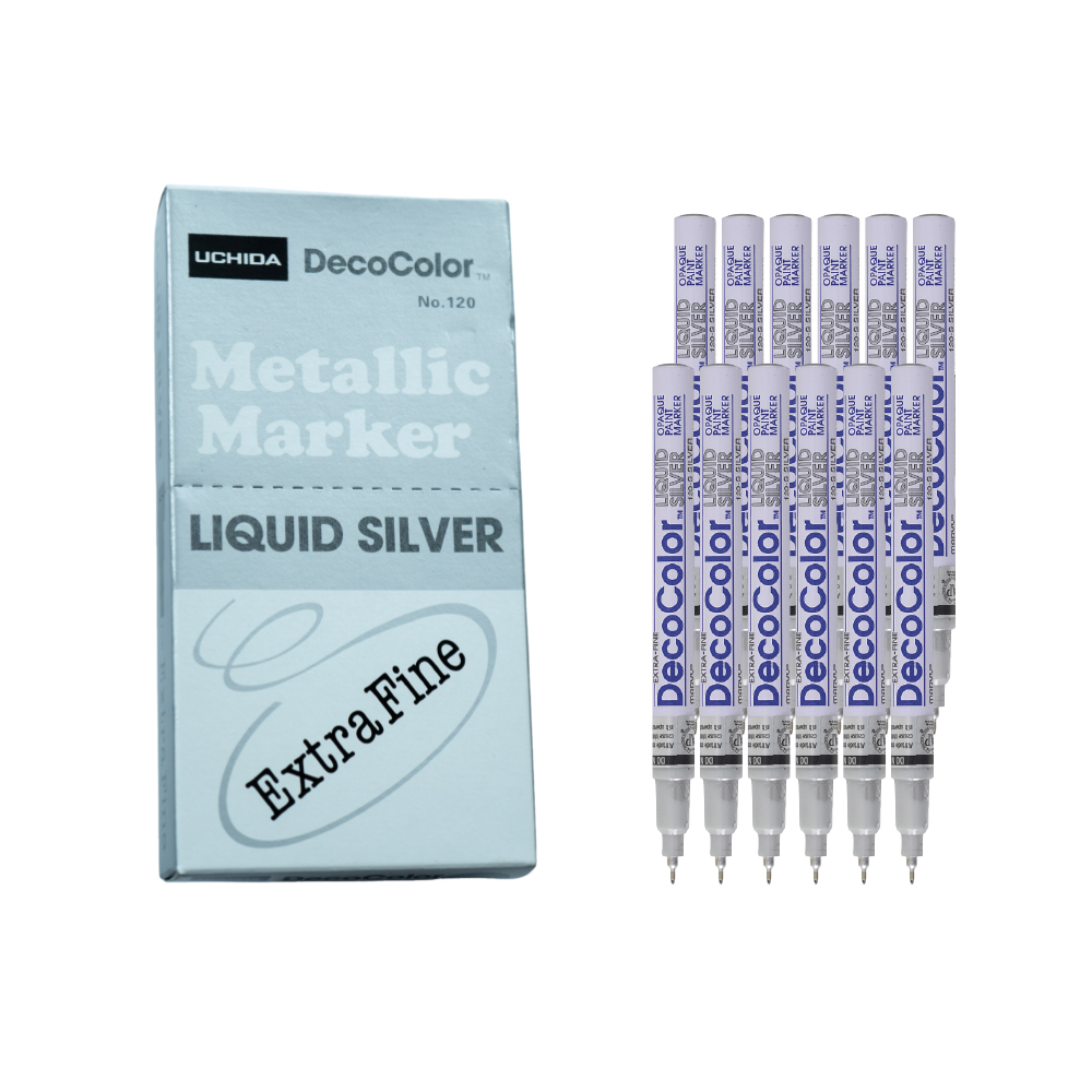 Bút sơn dầu viết thiệp Marvy DecoColor Paint Marker Extra Fine 0.8mm - Bạc ánh kim (Silver) #120
