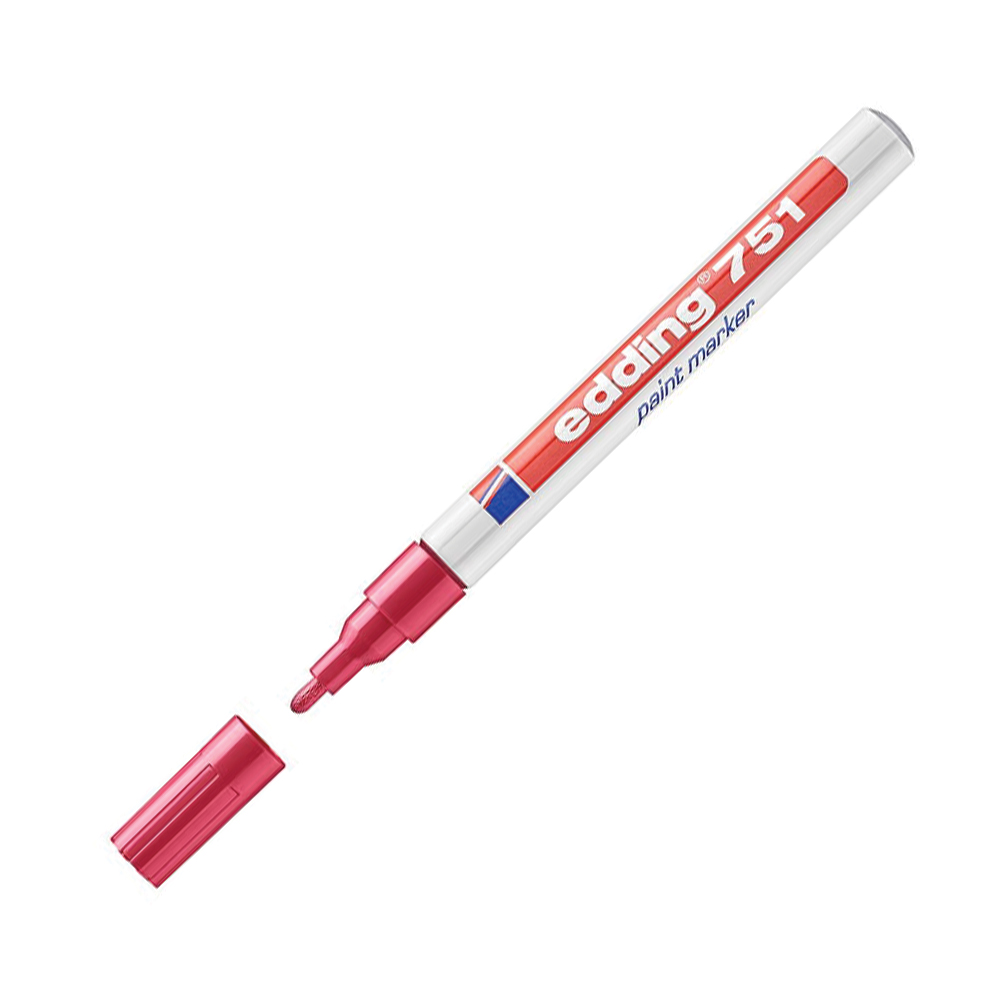 Bút sơn dầu vẽ đa chất liệu Edding 751 Paint Marker 1-2 mm - Đỏ (Red)