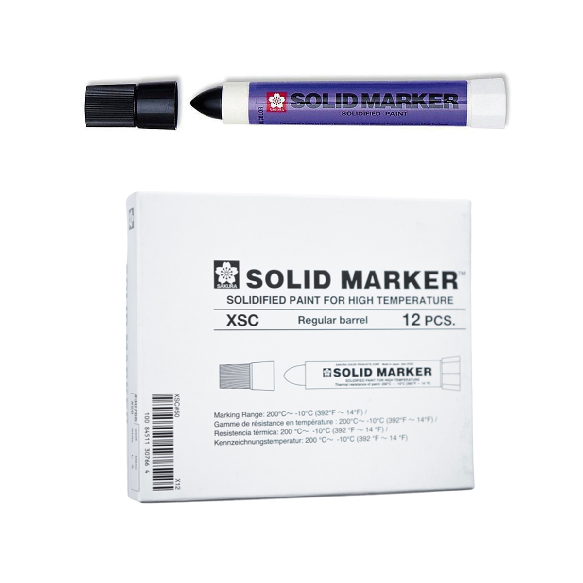Bút sáp dầu chịu nhiệt độ cao Sakura Solid Marker High Temperature 12.0mm - Đen (Black) XSC#49