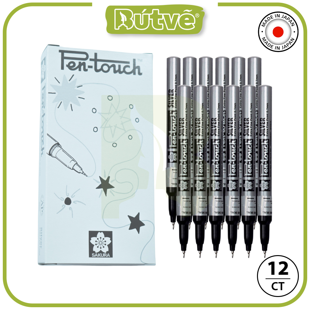 Bút sơn dầu Sakura Pentouch Extra Fine 0.7mm viết thiệp không lem - Bạc ánh kim (Silver) 41102