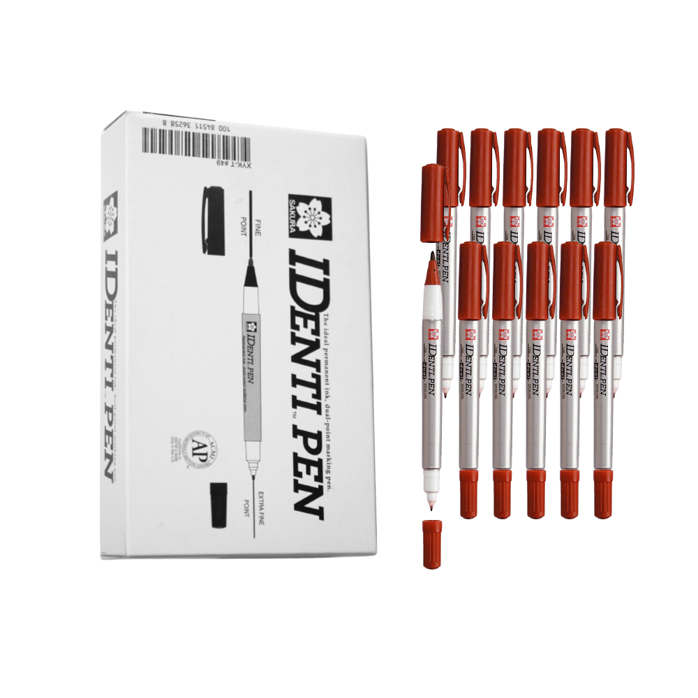 Bút lông dầu 2 ngòi Sakura Identi Pen 0.4mm / 1.0mm đánh dấu đa năng - Nâu (Brown) XYK-T#12