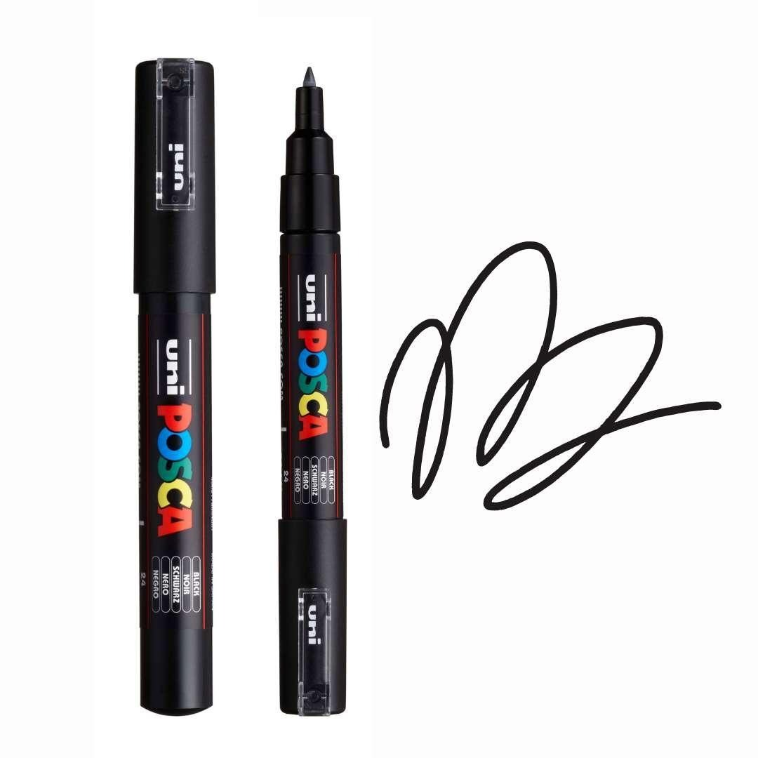 Bút sơn nước Uni Posca Paint Marker PC-1M 0.7mm vẽ trang trí đa chất liệu - Đen (Black)