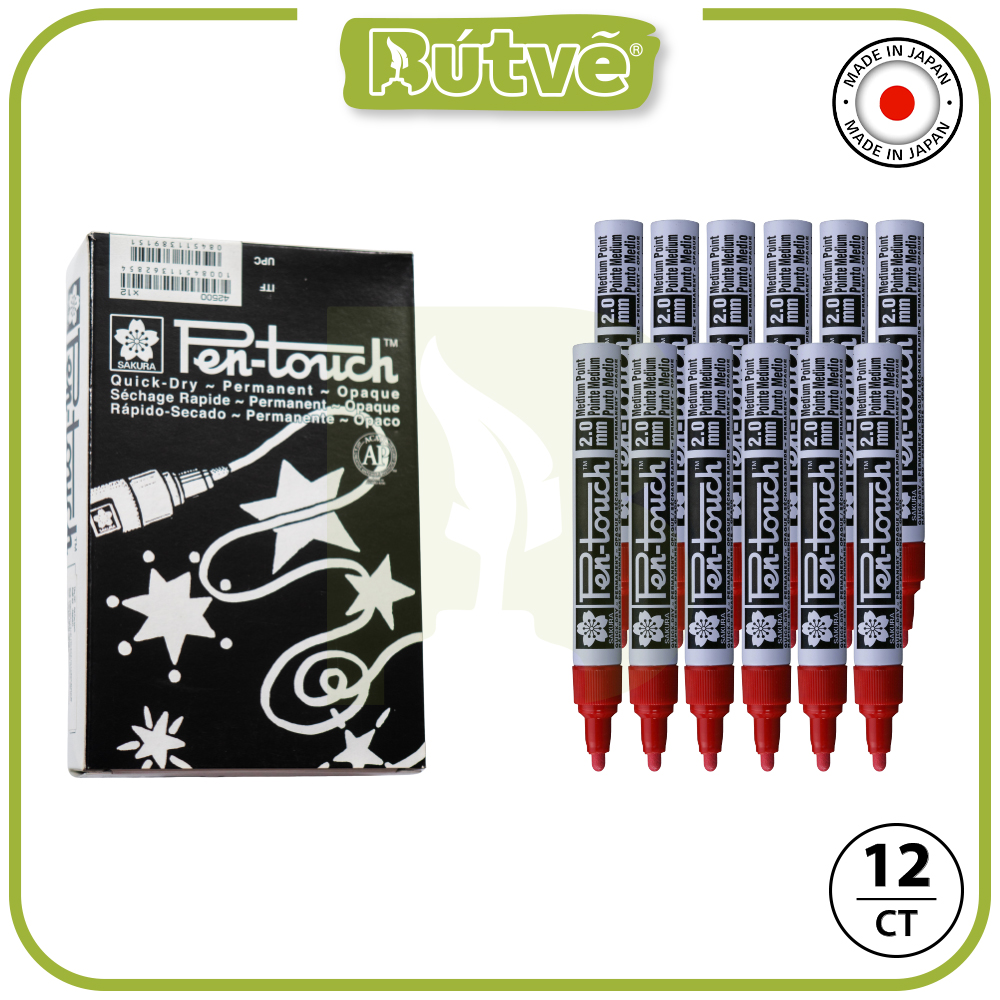 Bút sơn dầu Sakura Pentouch Medium Point 2.0mm đánh dấu đa năng - Đỏ (Red) XPFKA#19