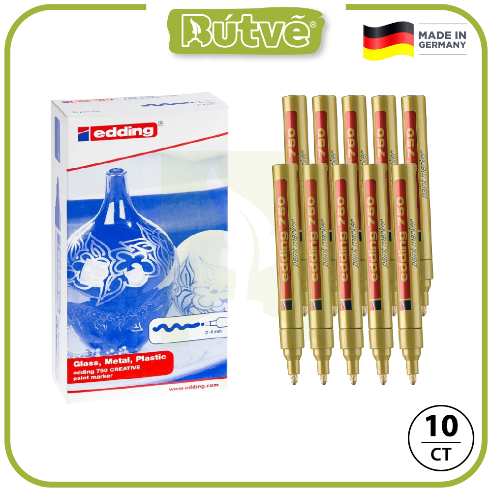 Bút sơn dầu vẽ đa chất liệu Edding 750 Paint Marker 2-4 mm - Vàng ánh kim (Gold)