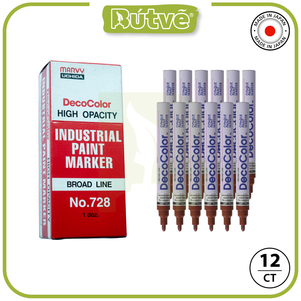 Bút sơn dầu đánh dấu công nghiệp Marvy DecoColor Industrial Paint Marker Broad 2.0mm - Nâu (Brown) #728