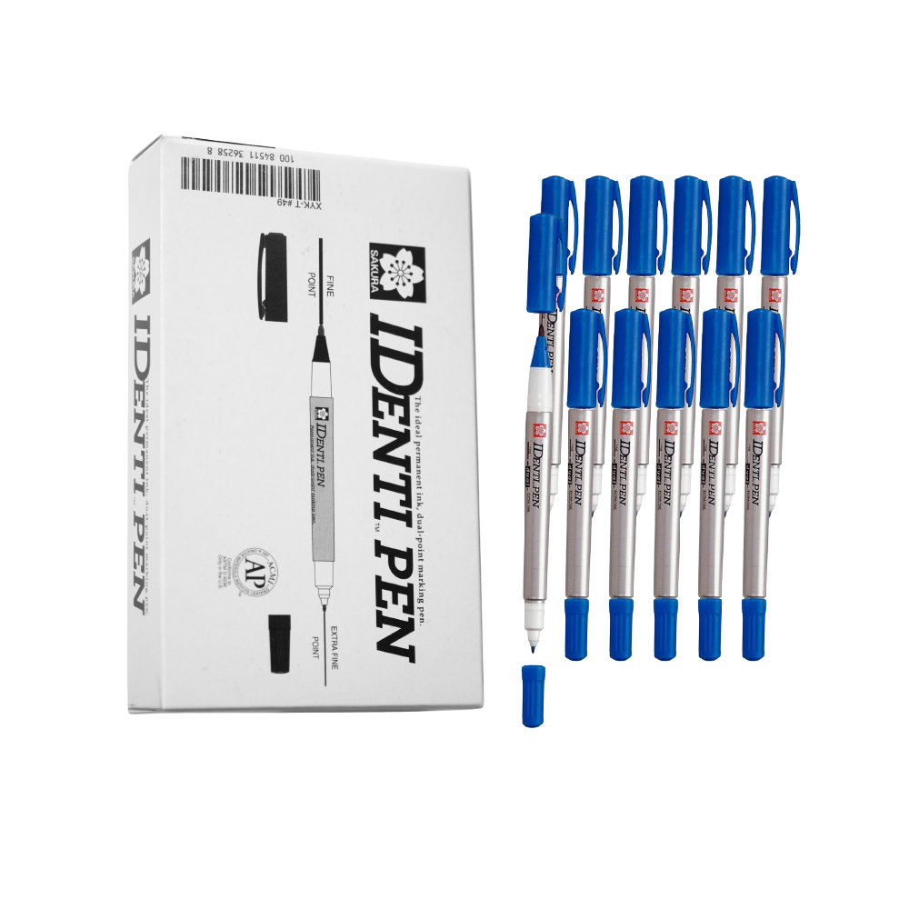 Bút lông dầu 2 ngòi Sakura Identi Pen 0.4mm / 1.0mm đánh dấu đa năng - Xanh dương (Blue) XYK-T#36