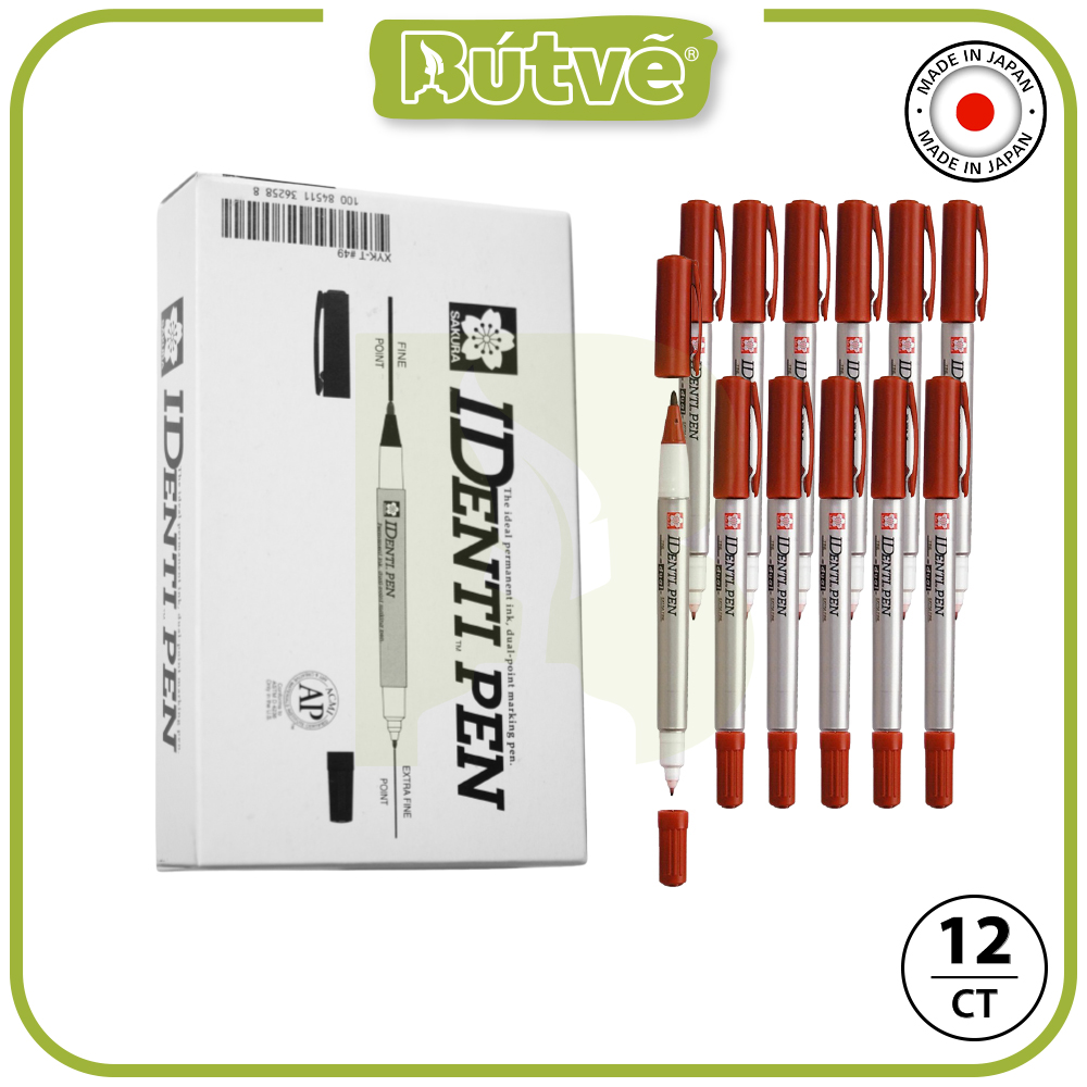 Bút lông dầu 2 ngòi Sakura Identi Pen 0.4mm / 1.0mm đánh dấu đa năng - Nâu (Brown) XYK-T#12