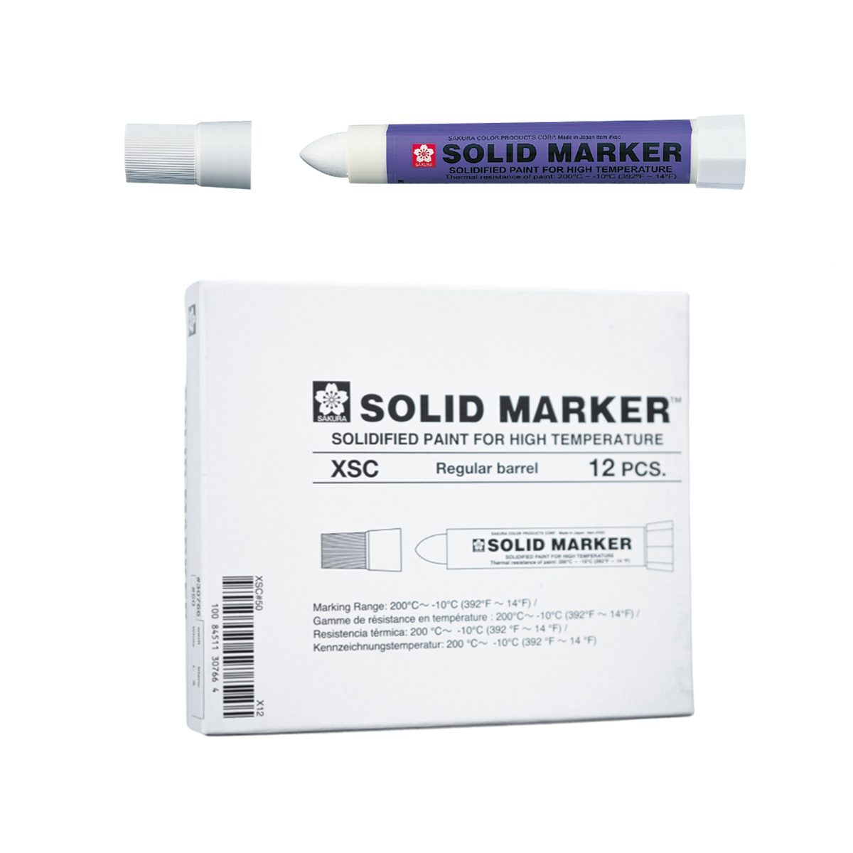 Bút sáp dầu chịu nhiệt độ cao Sakura Solid Marker High Temperature 12.0mm - Trắng (White) XSC#50