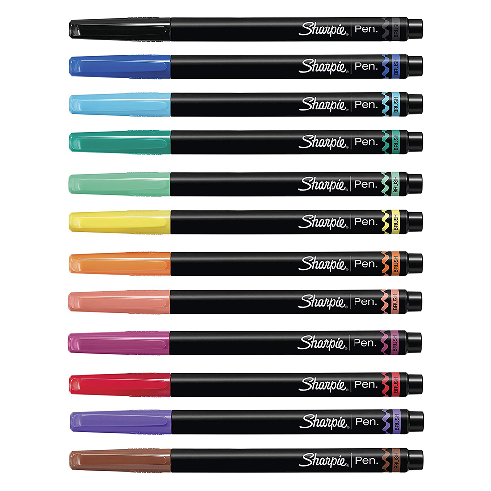Vỉ 12 màu bút lông màu nắp đậy ngòi cọ Sharpie Art Pen Brush