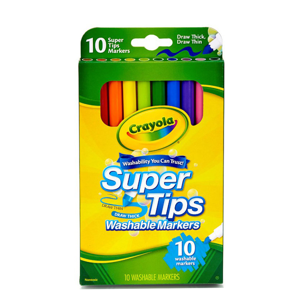 Bộ 10 cây bút lông màu 2 đầu, tẩy rửa được Crayola Super Tips Washable Markers
