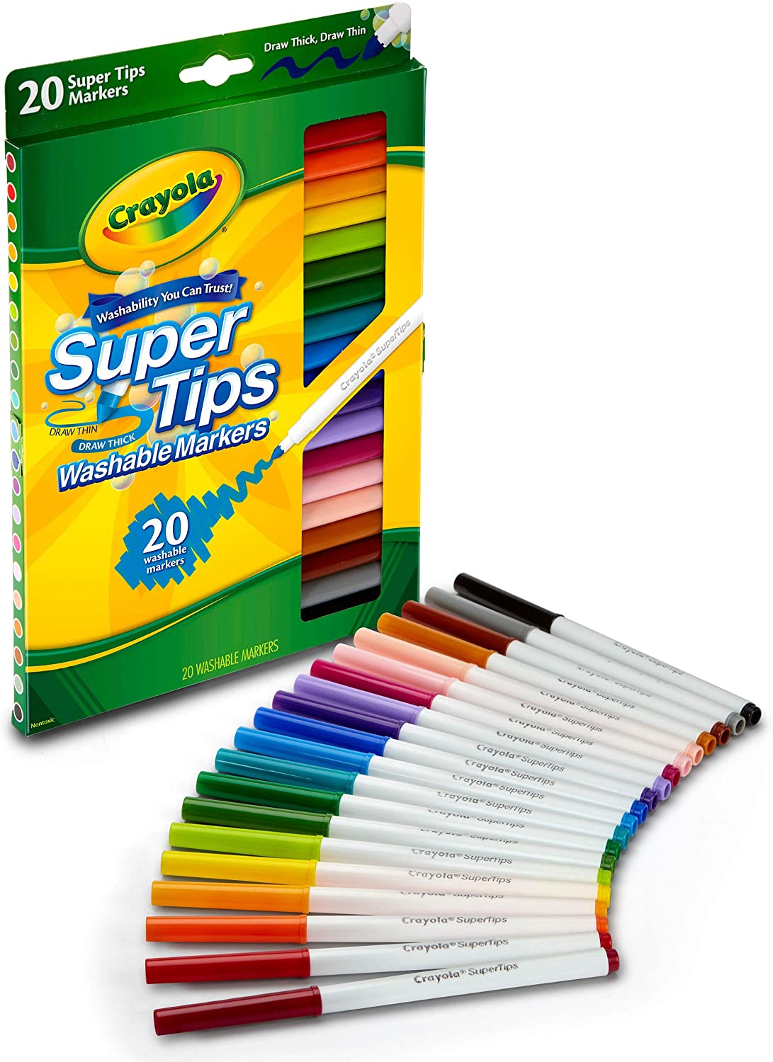 Bộ 10 cây bút lông màu 2 đầu, tẩy rửa được Crayola Super Tips Washable Markers