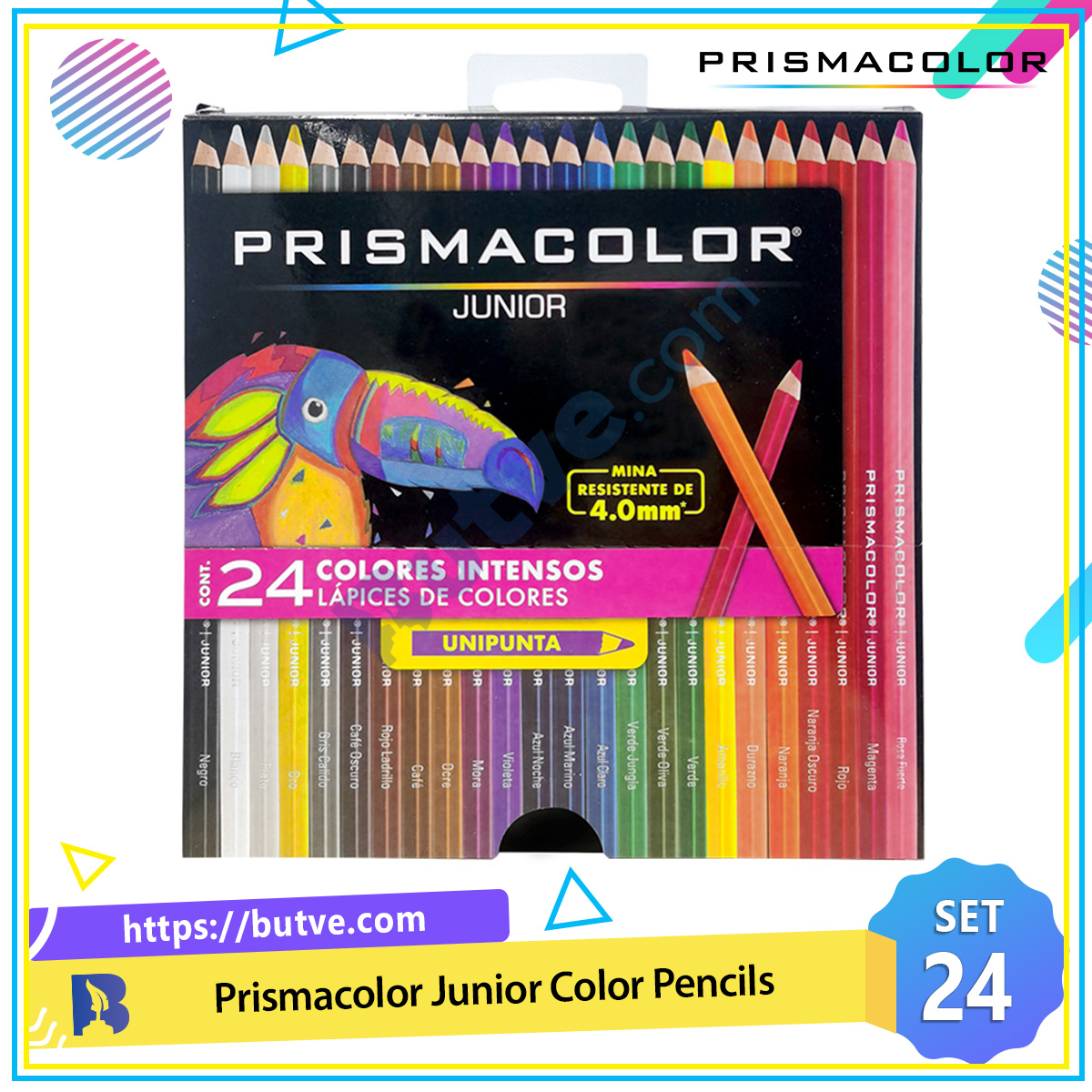 Hộp 24 bút chì màu hạng phổ thông Prismacolor Junior Colored Pencils