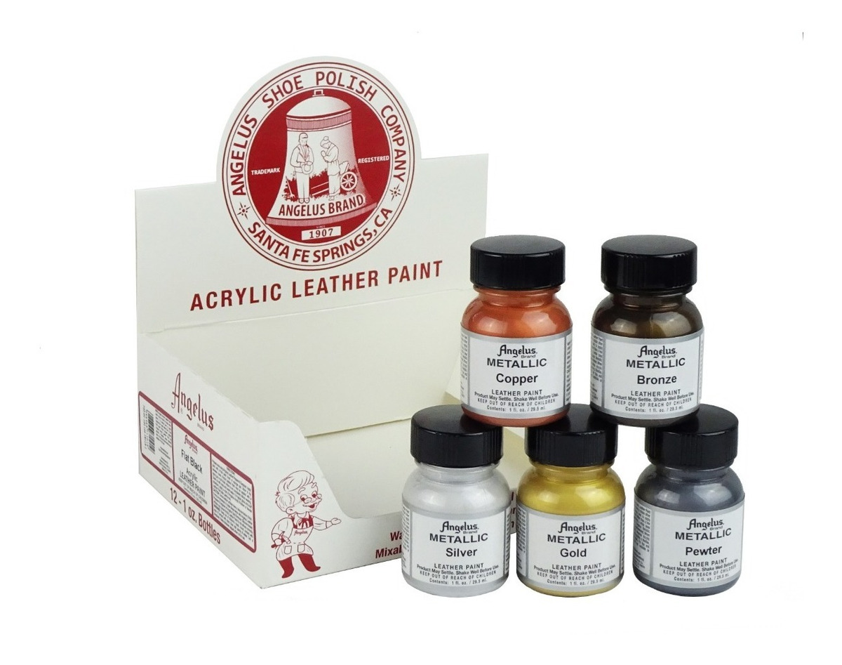 Màu acrylic ánh kim vẽ lên da, vải Angelus Leather Paint (Metallic) – 118ml (4Oz)