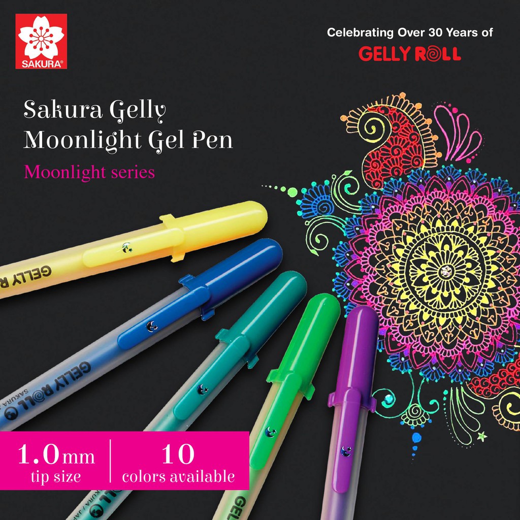 Bút bi Gel mực dạ quang dịu êm Sakura Gelly Roll MoonLight 10 – Ngòi 0.5mm