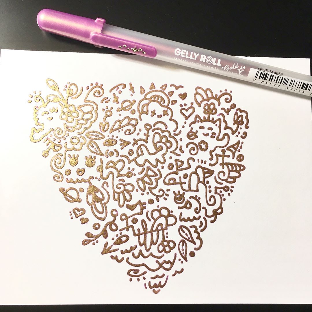 Bút bi Gel vàng ánh kim có viền màu Sakura Gelly Roll Silver Shadow - Ngòi 0.7mm