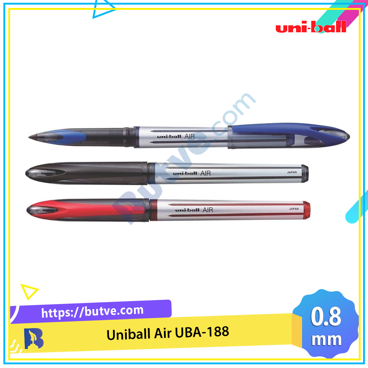 Bút bi ký mực nước Uniball Air UBA-188 chính hãng - Ngòi 0.8mm (Cây lẻ)