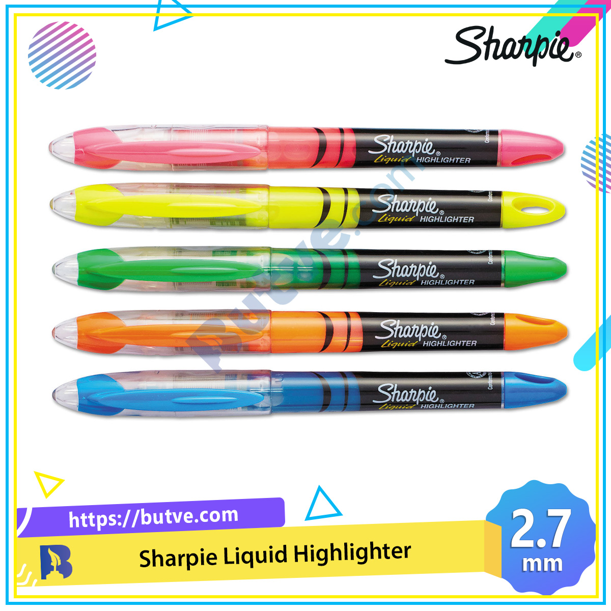 Bút dạ quang mực nước Sharpie Liquid Highlighter 2.7mm (Cây lẻ)