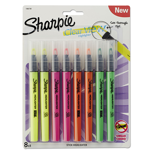 Bút dạ quang ngòi trong suốt đầu nhỏ Sharpie Clear View Stick Highlighter 2.7mm